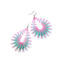 Pink and green 3D printed drop earrings